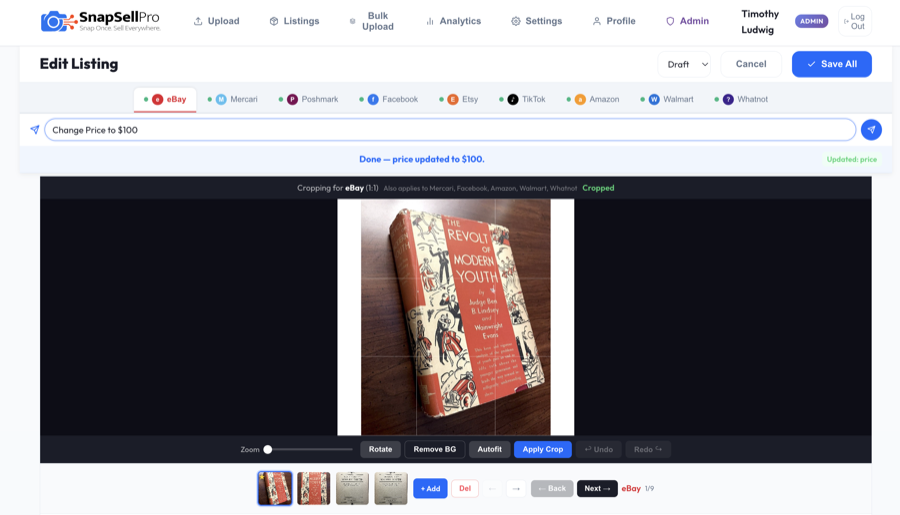 Chat with AI to update listings