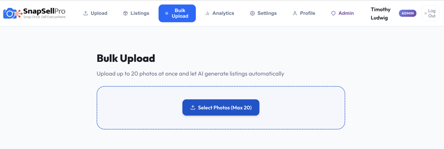 Bulk upload up to 20 photos
